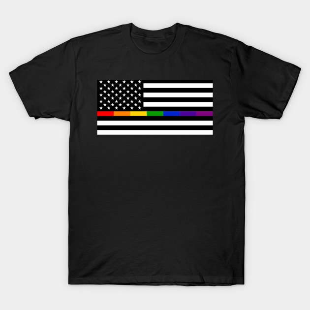 Thin Rainbow Line Flag T-Shirt by Stevendan